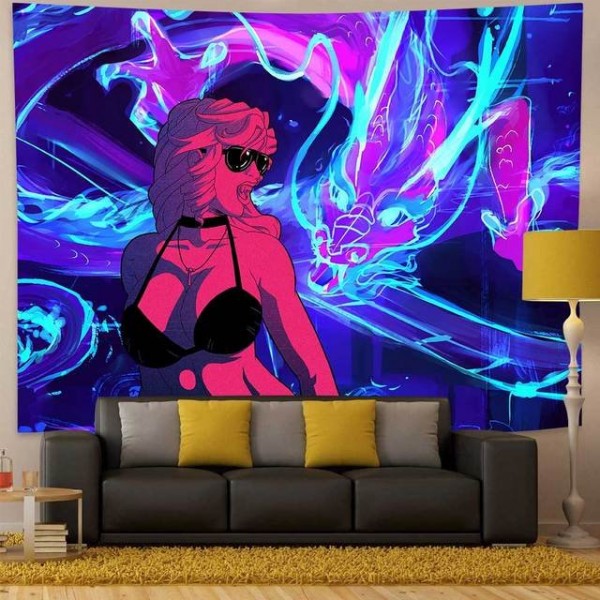 Retro Wave Neon - Printed Tapestry UK