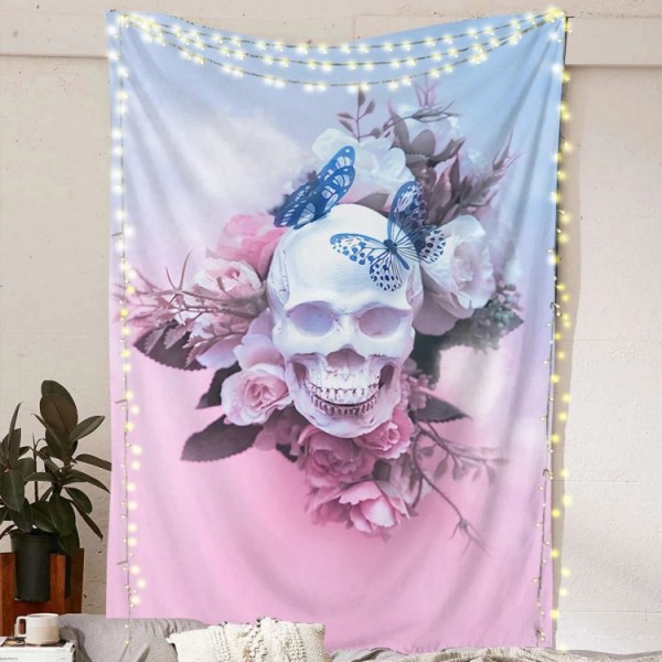 Rose Skull - Printed Tapestry UK