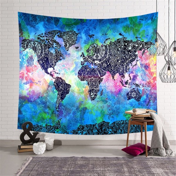Nordic World Map - Printed Tapestry UK