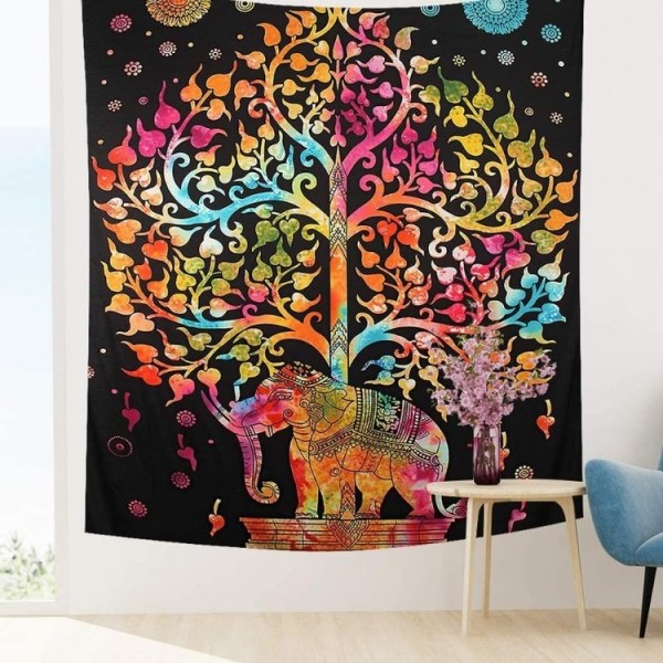 Tie dye elephant tree - Printed Tapestry UK