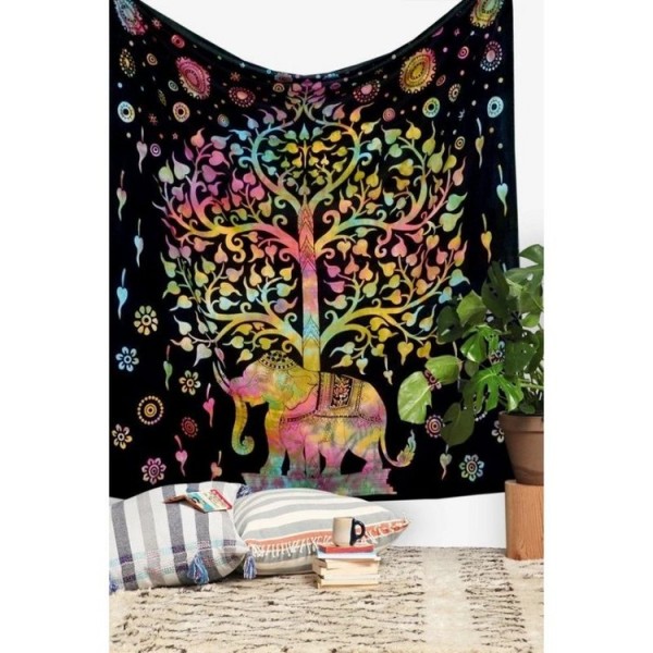 Tie dye elephant tree - Printed Tapestry UK