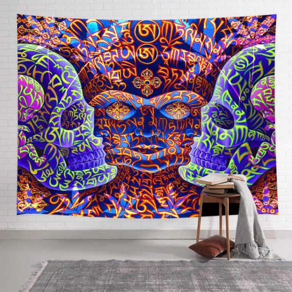 Psychedelic Skull - Printed Tapestry UK
