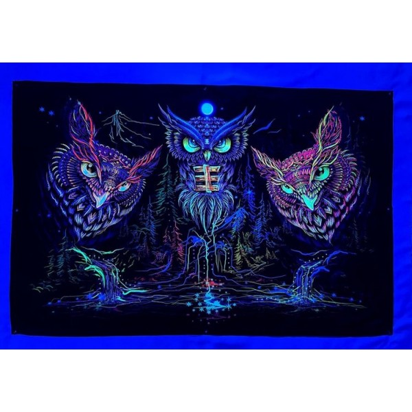 Psychedelic Owls - Printed Tapestry UK